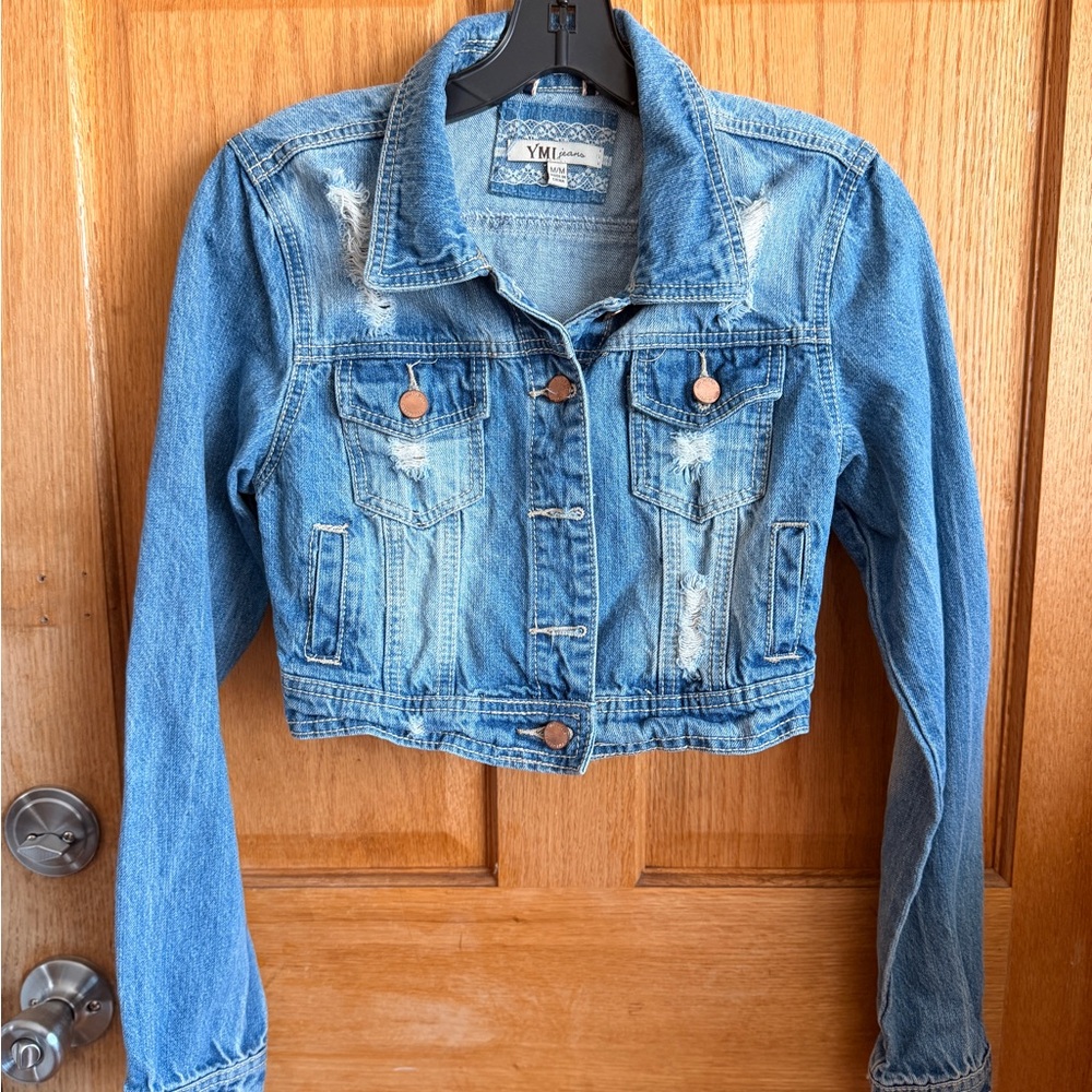 YMI Women's Blue Distressed Jean Jacket
